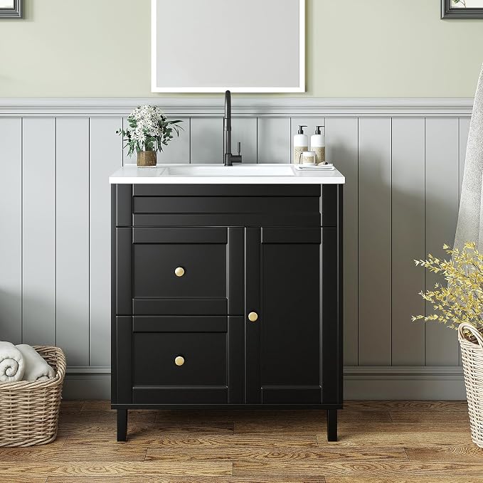 Bathroom Vanity with Sink Combo, 2 Drawers and Drain - Image 6