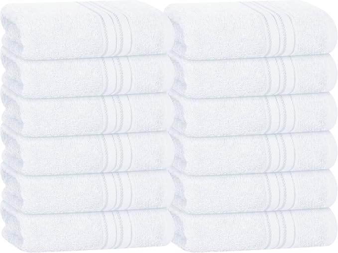 BOUTIQUO Ultra Soft Cotton Washcloths, Contains 12 Piece Face Cloths 12x12 inch by BOUTIQUO