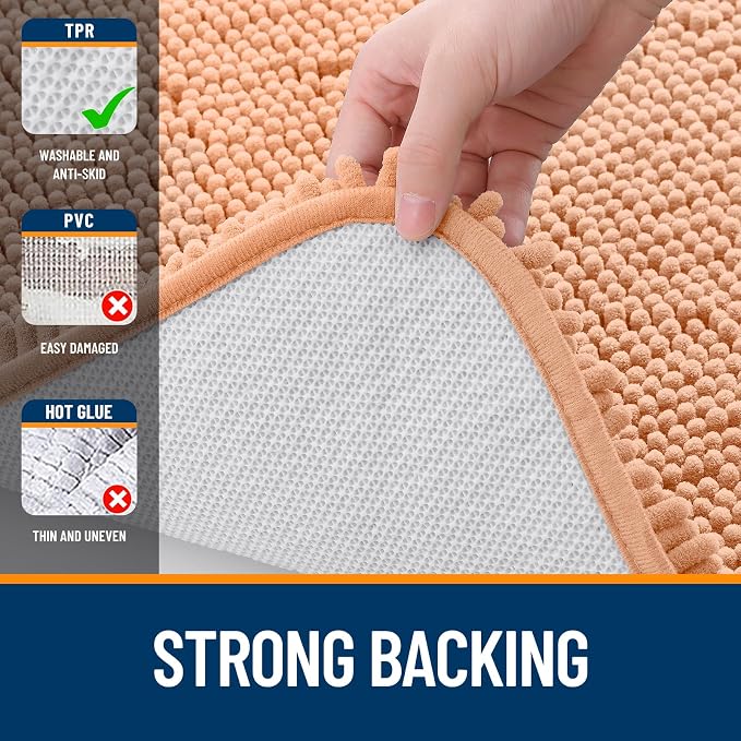 OLANLY Bathroom Rugs 70x24, Extra Soft Absorbent Chenille Bath Rugs, Rubber - Image 6