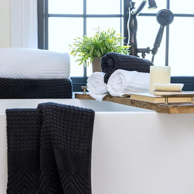 Texere 100% Organic Cotton Diamond Jacquard 700 GSM Luxury Bath Towel Sets - Image 7