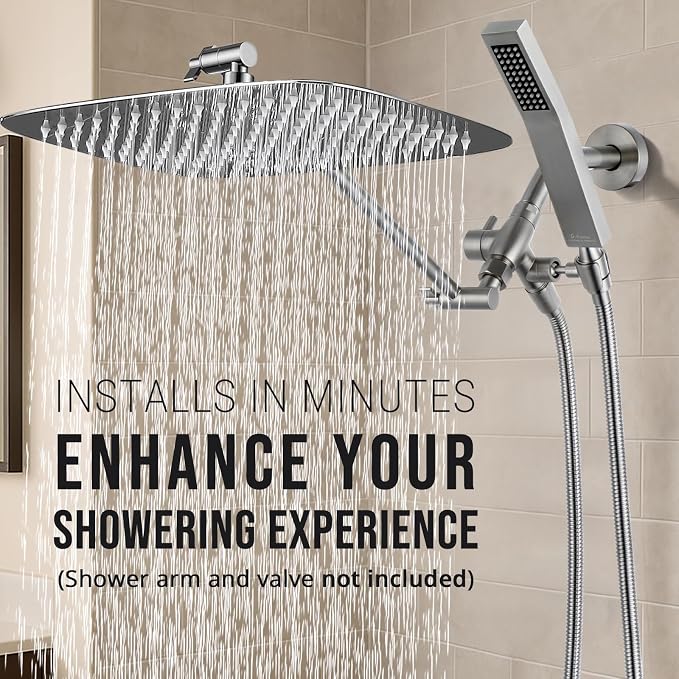 G-Promise All Metal 16 Inch Dual Square Shower Head - Image 2