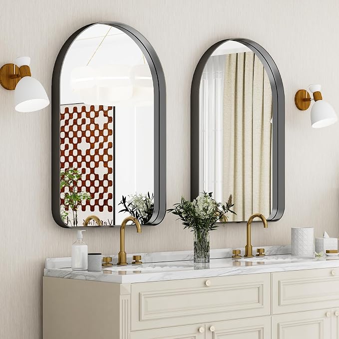 GLSLAND 26”x38“ Black Arched Bathroom Mirror - Image 3
