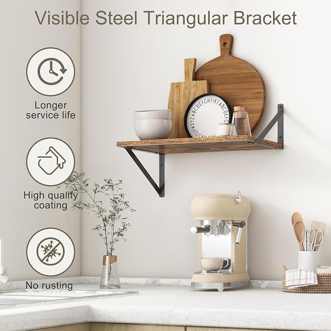 18"W x12"D Floating Shelves, Farmhouse Wall Shelves Home Decor Shelf, Deep - Image 5