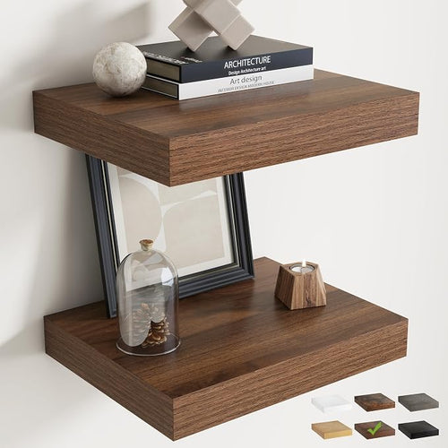 16 Inch Floating Shelves for Wall Set of 2, Easy Install Engineered Wood by Marsmiles