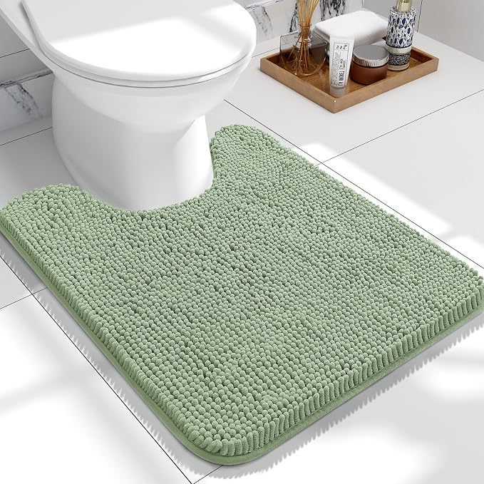 OLANLY Toilet Rugs U-Shaped 24x20, Extra Soft Absorbent Chenille Contour by OLANLY