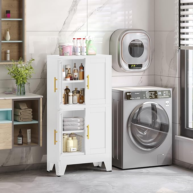 47.25" Metal Pantry Cabinet, Storage Cabinets - Image 4
