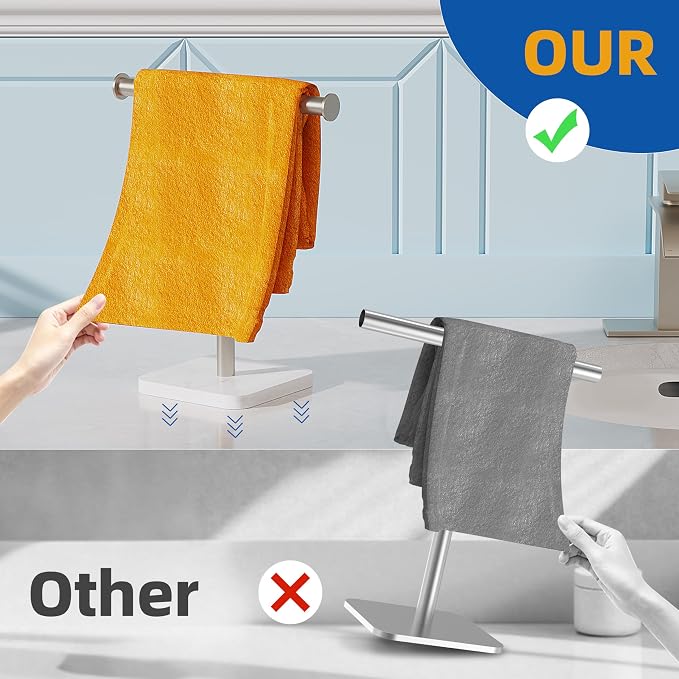 RUACQ Hand Towel Holder, T-Shape Free Standing Hand Towel Holder Stand - Image 3