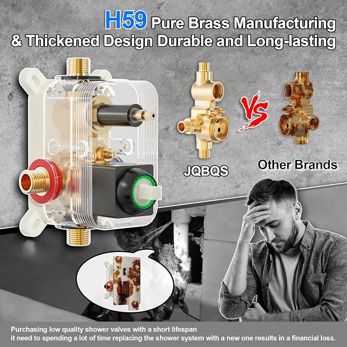 Shower System Modern Rain 8 inches Brass Faucet Set - Image 5