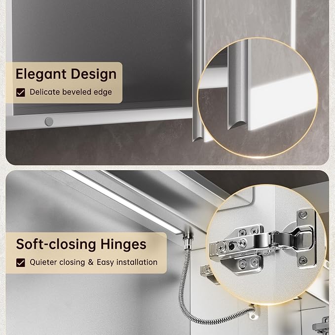 60"x32" Medicine Cabinet Mirror, LED Lighted Medicine Cabinet - Image 4