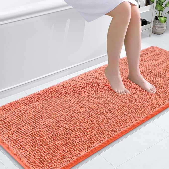 OLANLY Bathroom Rugs 59x24, Extra Soft Absorbent Chenille Bath Rugs, Rubber by OLANLY