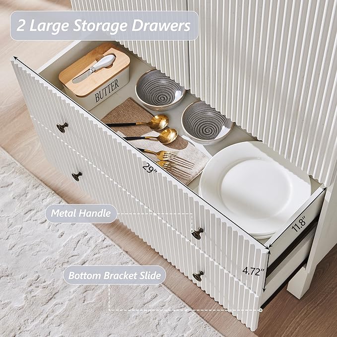 71" Tall Arched Pantry Cabinet, Fluted Kitchen Storage Cabinet - Image 4