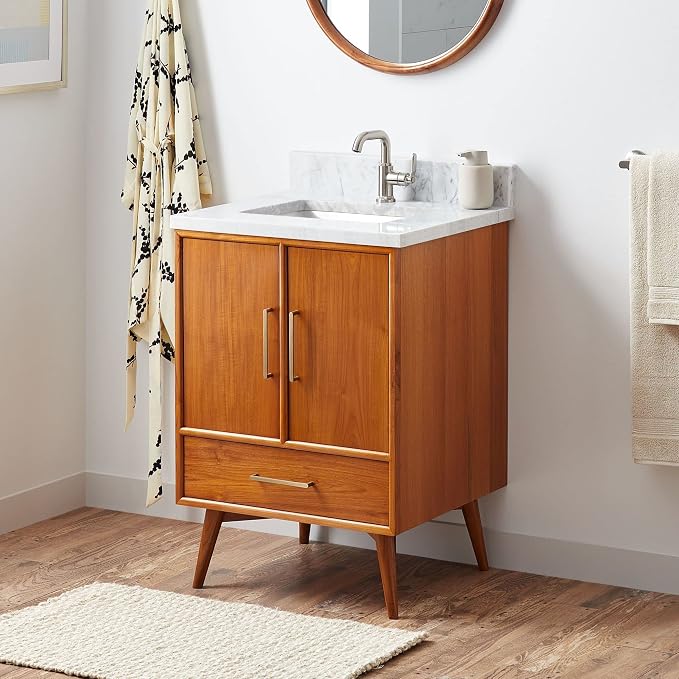 Signature Hardware 953363-24-RUMB-1 Novak 24" Freestanding Teak Single Basin by SignatureHardware