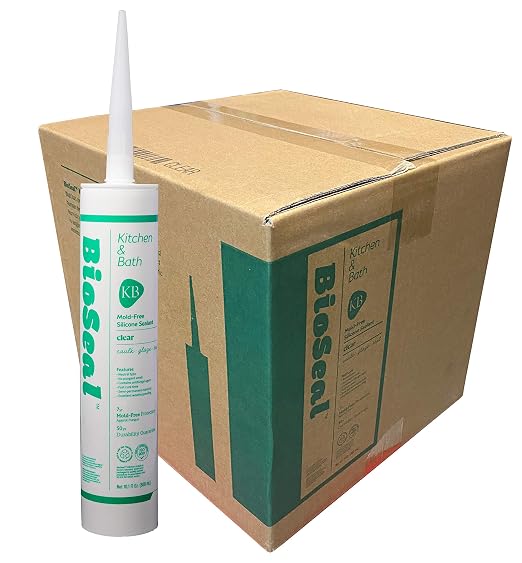 Clear BioSeal 100% Silicone Sealant Caulk Kitchen and Bath Grade, Waterproof by BladeDepot
