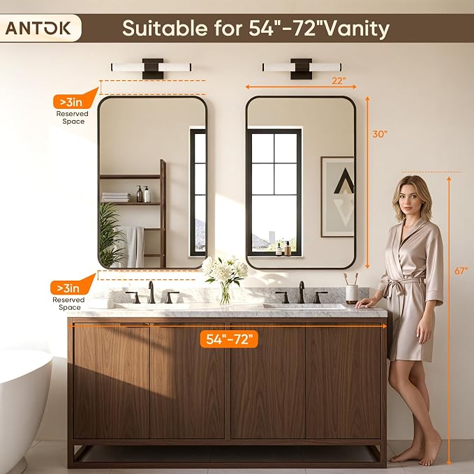 Antok 2-Pack Bathroom Mirrors, Decorative Mirror Vanity Mirror Aluminum Alloy - Image 4