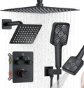 KOJOX Matte Black Thermostatic Shower System, Push Button Diverter Shower by KOJOXSANITARY