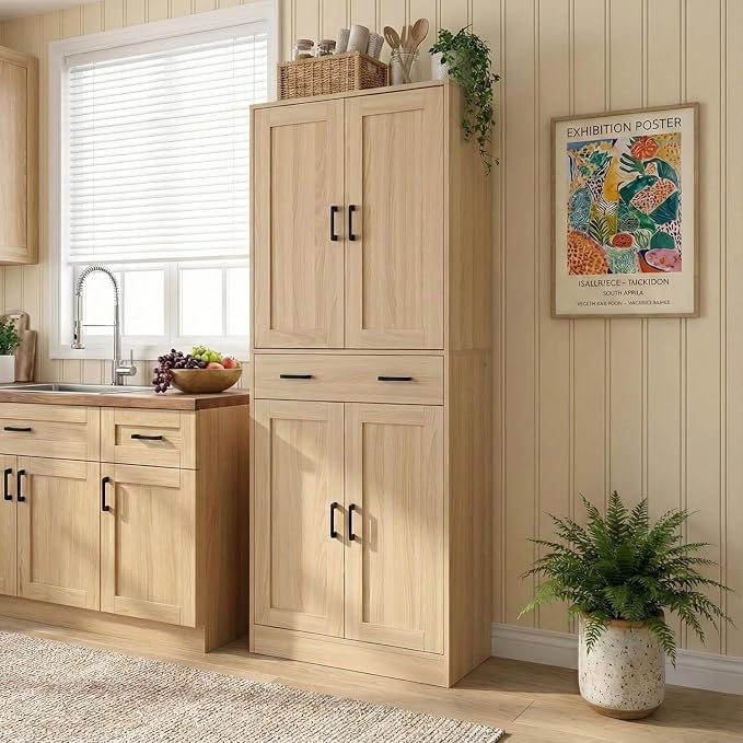 71" Tall Kitchen Pantry Cabinet, Freestanding Storage Cabinet by DIYART