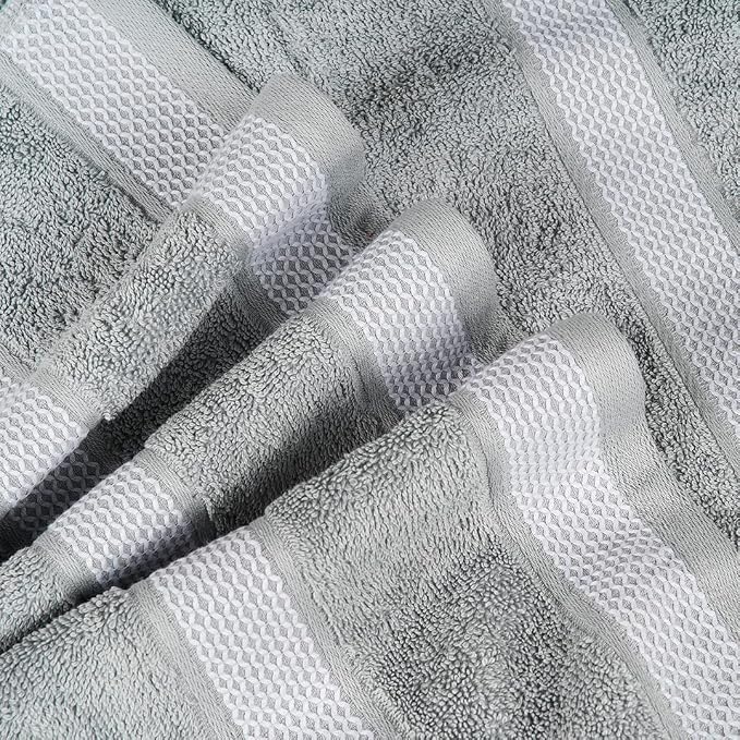 CASA COPENHAGEN Solitaire Mix 6 Pieces Towel Set- Grey Violet + Pink, 600 GSM - Image 7