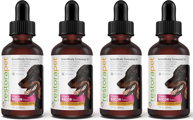 RestoraPet 4-Pack Dog & Cat Bacon Liquid Multivitamin | Dog Arthritis Pain by RestoraPet