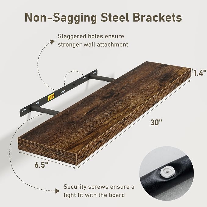 Floating Shelves Wall Shelf 30 Inch Long, Rustic Wood Bathroom Shelves 30 Inch - Image 3