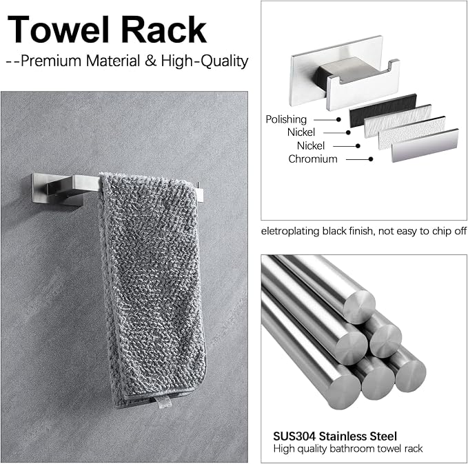4-Pieces Bathroom Hardware Accessories Set, Towel Rack Towel Bar Toilet Paper - Image 2