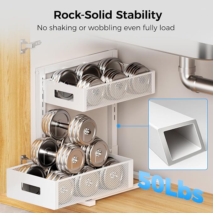 Under Sink Organizer 2 Tier, Adjustable Height Under Sink Organizers and Storage - Image 6