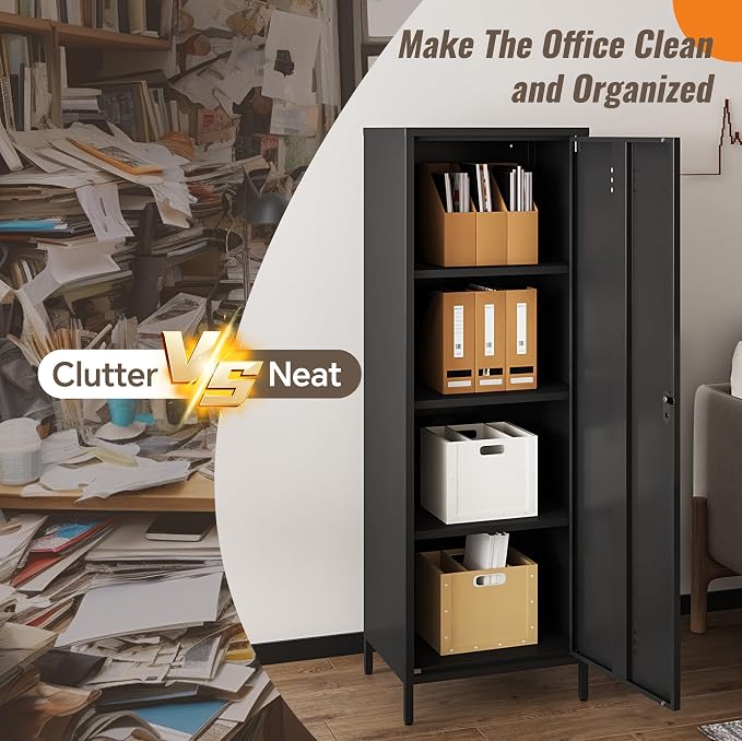 Locker Cabinet, 59.06" H Black Metal Locker Storage Cabinet - Image 4