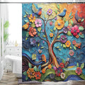 Bohemian Shower Curtain, Boho Floral Print Water Repellent Polyester Fabric by WCWahChunshowercurtains