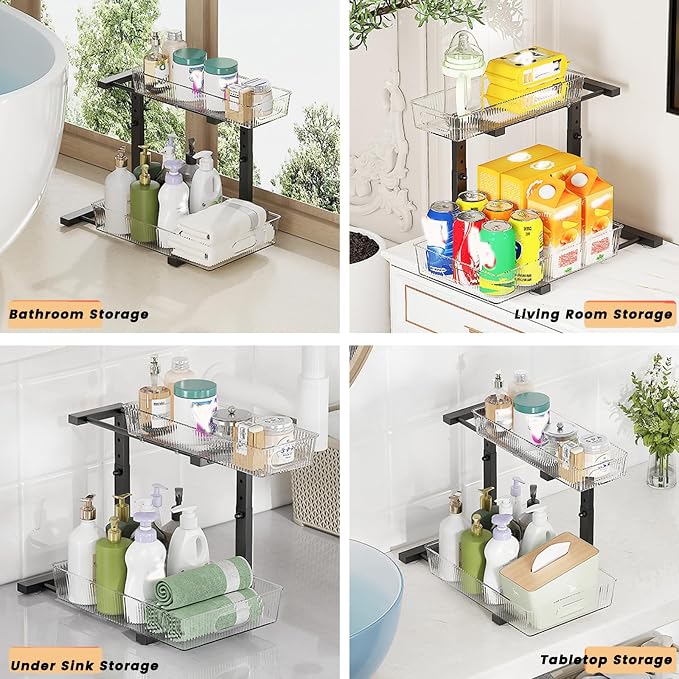2 Pack Under Sink Organizer, 2 Tier Pull Out Storage Organizer, Slide Out - Image 7