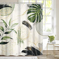 Grey Green Boho Shower Curtain 60Wx72H Tropical Palm Leaves Abstract Mid by MitpokBrand