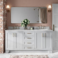 ARIEL 73" Grey Double Bathroom Vanity Italian Carrara Marble Countertop & Splash by Ariel
