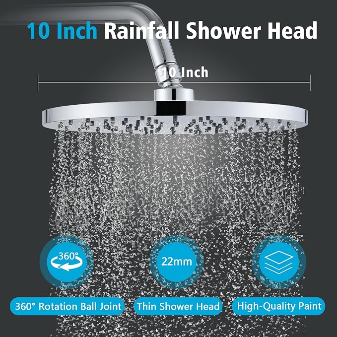 PROOX 3 Handle Tub Shower Faucet Set, Polished Chrome Bathtub Shower Faucets - Image 5