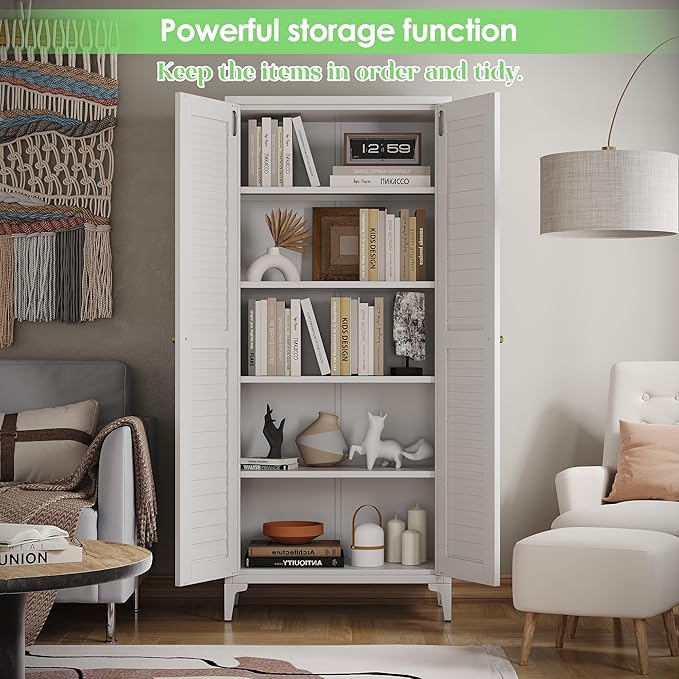 64" H Metal Pantry Cabinet, Kitchen Pantry Storage Cabinets - Image 4