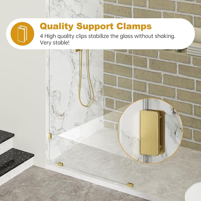Frameless Fixed Shower Screen 34" W × 74" H, Shower Glass Panel, 5/16" SGCC - Image 2