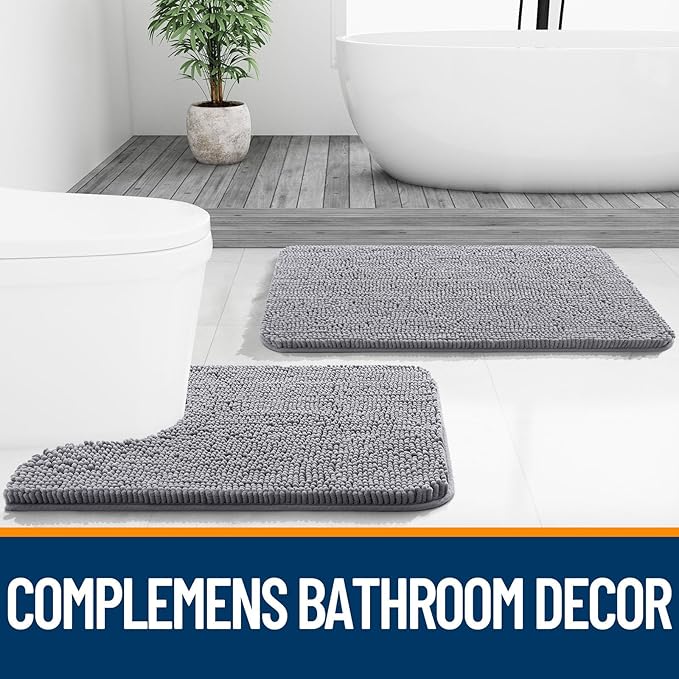 OLANLY Bathroom Rugs Sets 2 Piece, Soft Absorbent Chenille Bath Mats and - Image 6