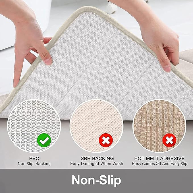 Buganda Memory Foam Bath Mat, Ultra Soft and Non-Slip Bathroom Rugs, Water - Image 4