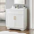Bathroom Vanity with Ceramic Sink, Bathroom Vanity Cabinet with 2 Doors by SmhxoFurniture