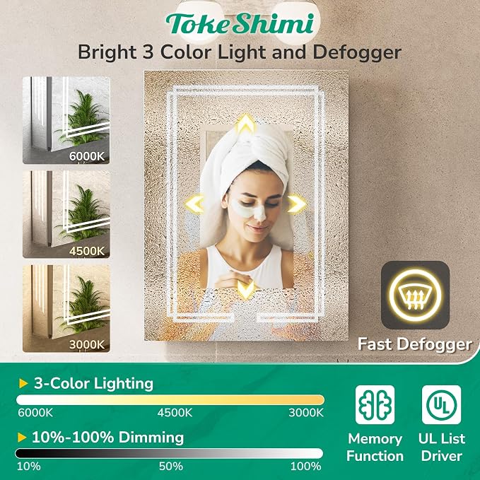 TokeShimi 24 x 32 Bathroom Mirror Medicine Cabinet - Image 7