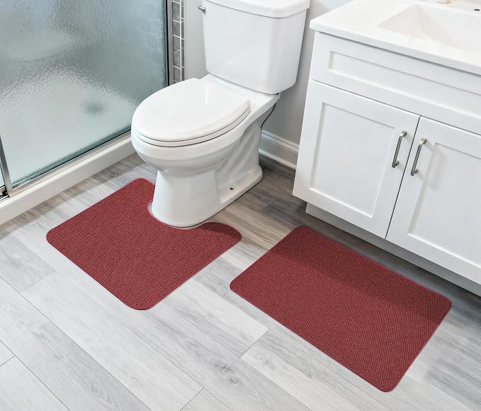 Christmas Bathroom Rugs Set 2 Pieces, Thin Bathroom Mats, Toilet Rugs, Quick Dry - Image 6
