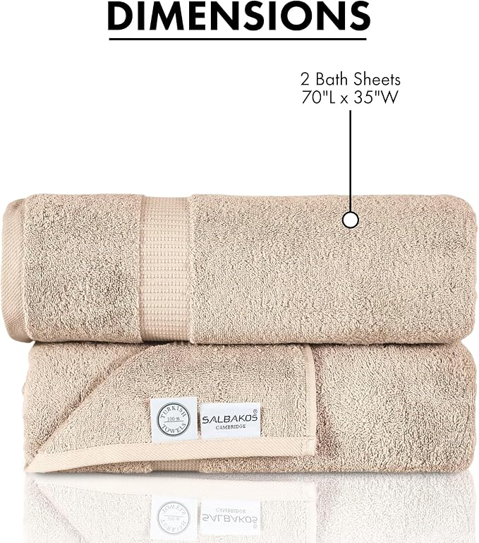 SALBAKOS 100% Turkish Cotton Extra Large Bath Sheet Set of 2 35x70 inch | - Image 6