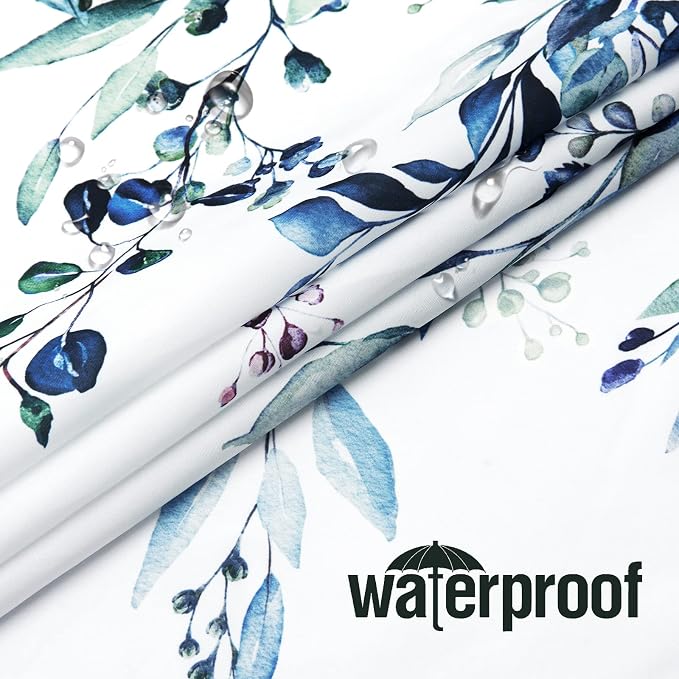 Gibelle Extra Long Shower Curtain 72 x 84, Watercolor Plant Eucalyptus Leaves - Image 4