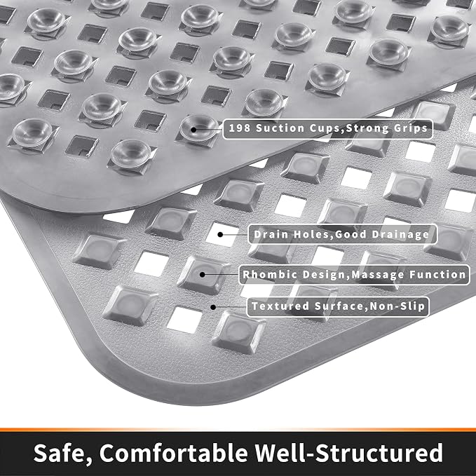 Yimobra Bathtub Mat Non Slip, Super Strong Suction Cups, 27.5"x15.5" Long - Image 7