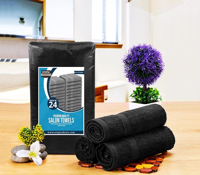 Utopia Towels Black Salon Towels, and Home Hair Care - Image 2
