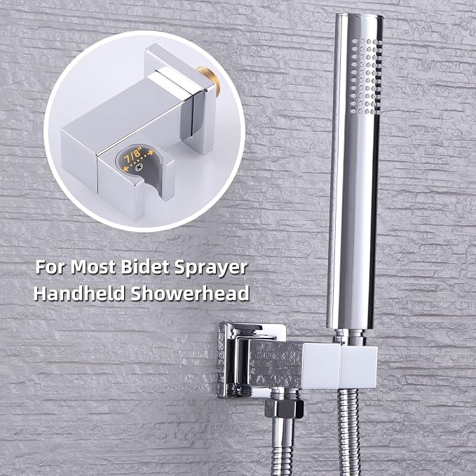 Angle Simple Wall Union with Shower Head Holder, Brass Swivel Shower Wand - Image 5