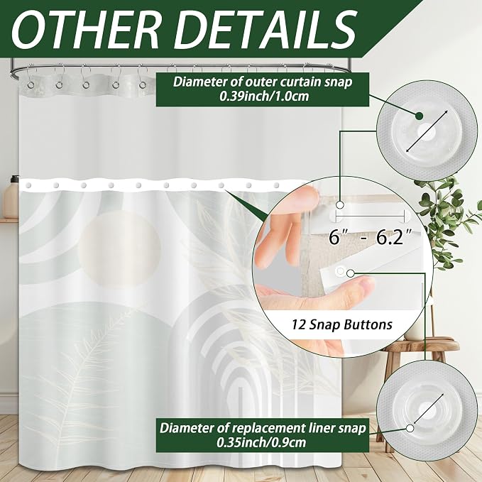 Olive Green Bohemian See Through Mesh Top Shower Curtain - Image 6
