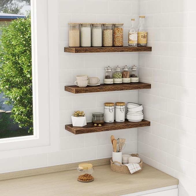 Fun Memories Floating Shelves Wall Shelf 24 inches Long, Farmhouse Bathroom - Image 2