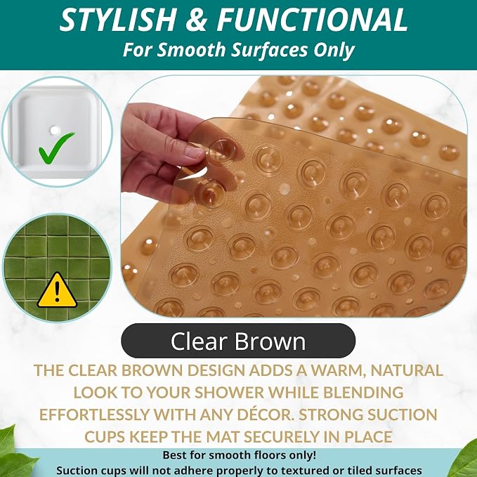 ENKOSI Square Shower Mat – 21 x 21 Inch Non-Slip Bathroom Shower Stall Mat - Image 5
