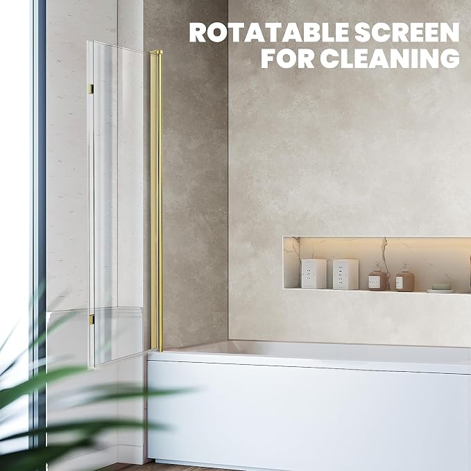 Bathtub Folding Shower Glass Door, Brushed Gold - Image 6