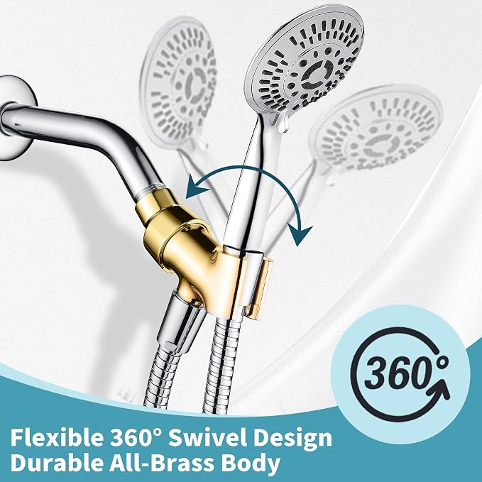BRIGHT SHOWERS All Metal Handheld Shower Head Holder, Adjustable Shower Arm - Image 3