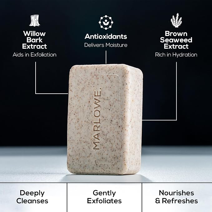 MARLOWE. No. 102 Body Scrub Soap 7 oz, Oud Wood, Exfoliating Soap Bar - Image 7