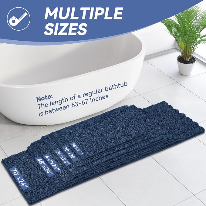 Bcoimo 30"×20" Chenille Bath Mat – Non-Slip - Image 2